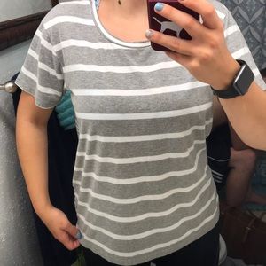 Grey n white striped top